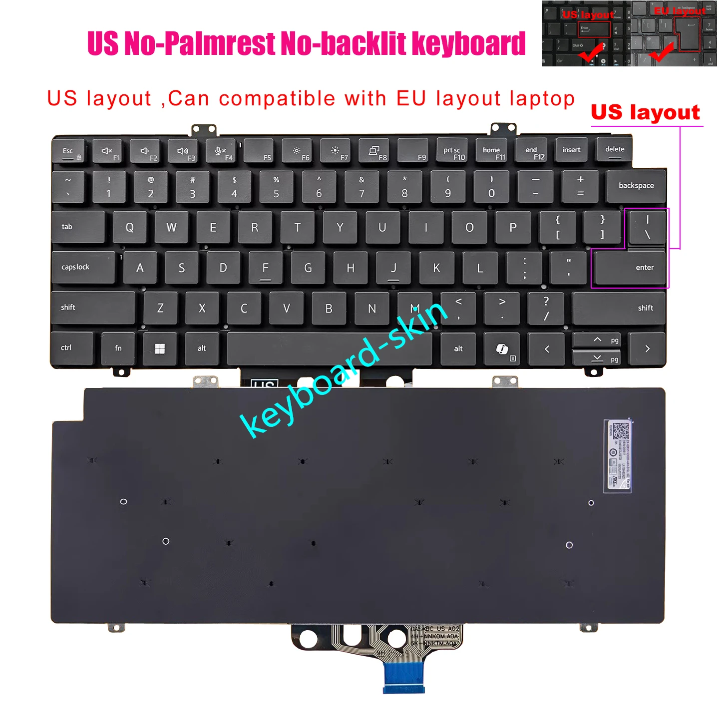 No-backlit /backlit Keyboard For Dell Pro 14 Plus PB14250 PB14255 P199G,PC14250 PC14255 P193G,Pro Max 14 MC14250 MC14255 /P196G