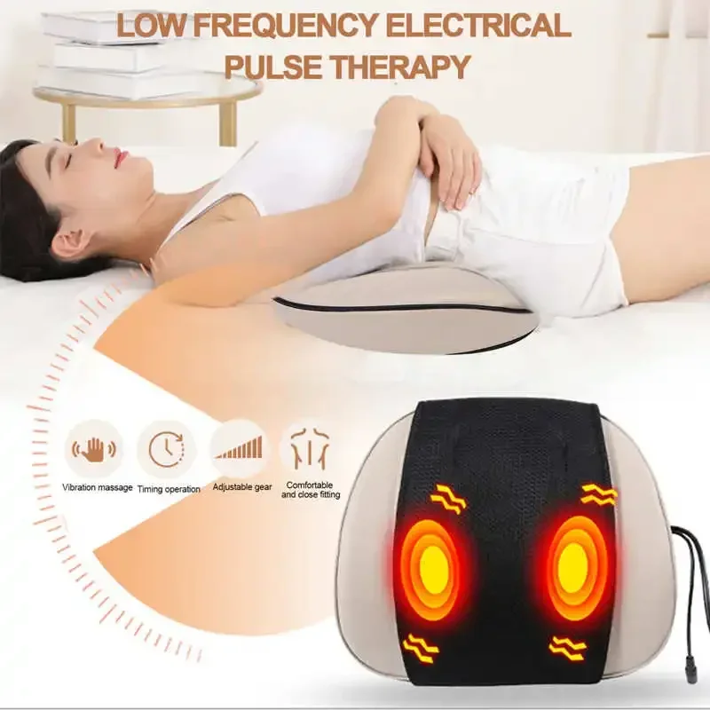 Electric Heating Neck Back Massage Pillow Vibrating Waist Cervical Massager Muscle Relax Relieve Fatigue Lumbar Disc Herniation