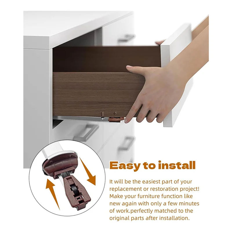ABFY-4X Metal Drawer Slide For Various Dressers And Nightstands, Drawer Track And Rail Kit With Metal Support Plate