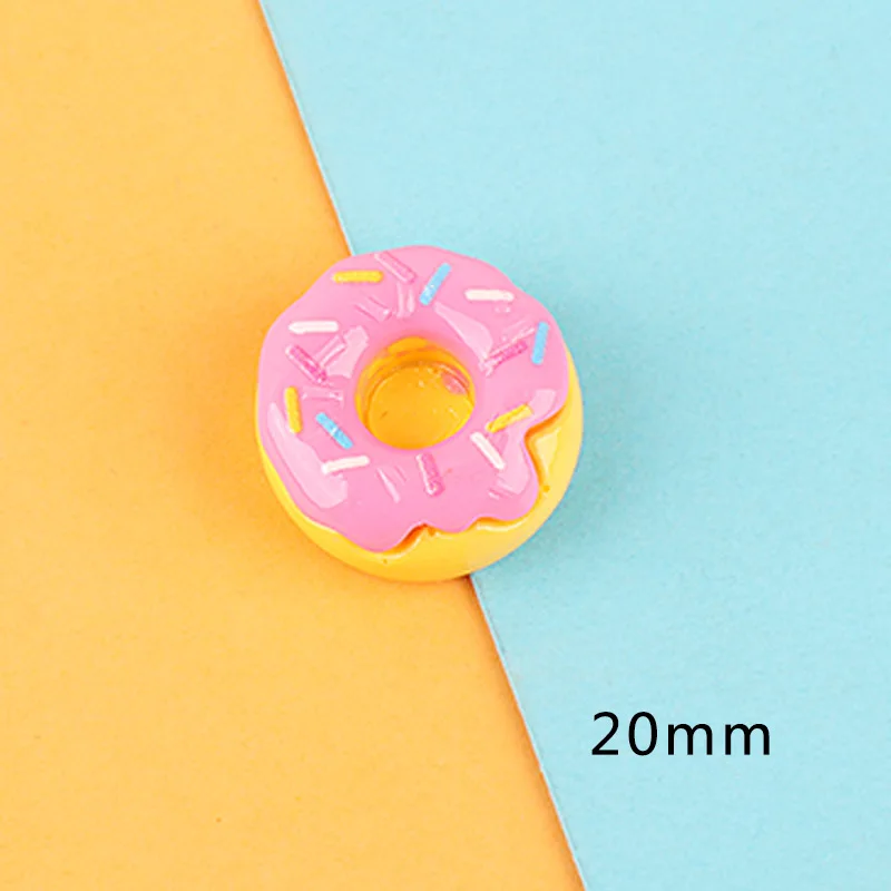 Mini Donuts de resina Kawaii para álbum de recortes, 10 piezas, comida falsa, adornos de Parte posterior plana, miniaturas de cabujón, decoración Diy