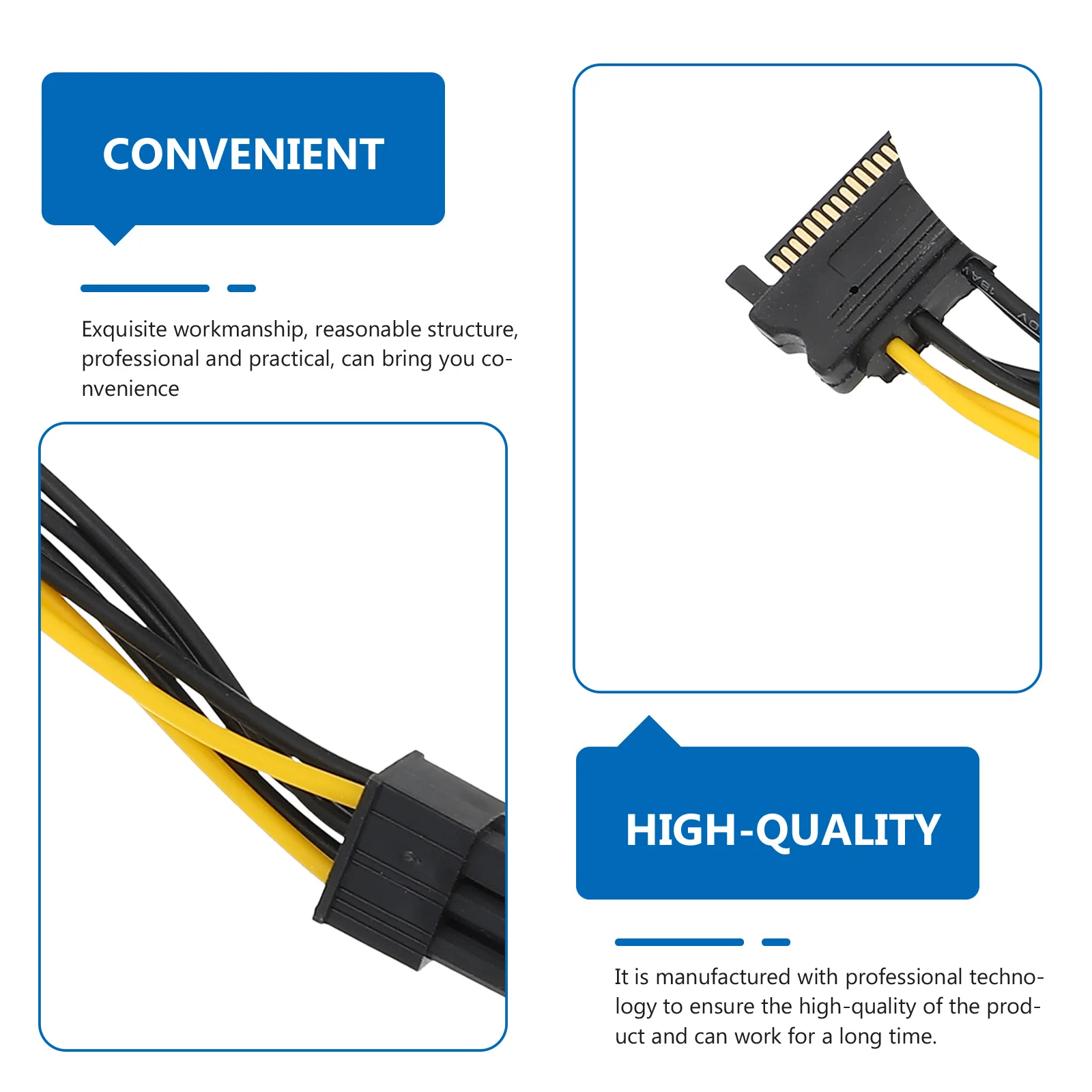 

5Pcs Power Adapter Cable 15pin to 6pin Pcie Graphics Card Extension GPU Power Cord for GPU Upgrade Repair