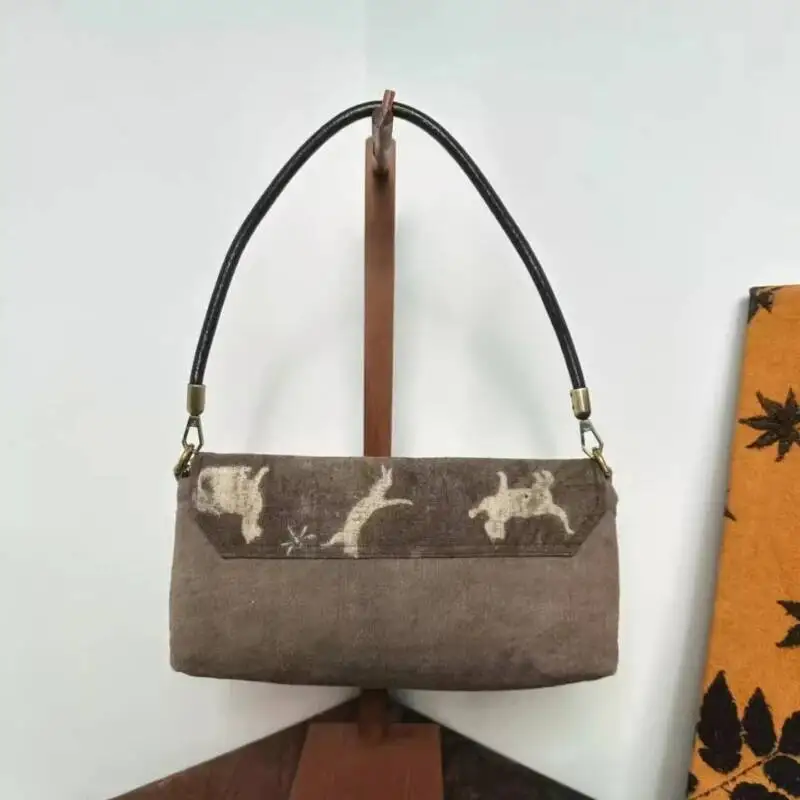 Y2k カワイイ猫デザイン トップハンドルバッグ ヴィンテージ オールマッチ シンプル ショルダーバッグ 脇の下バッグ レディース ストリートウェア 財布とハンドバッグ