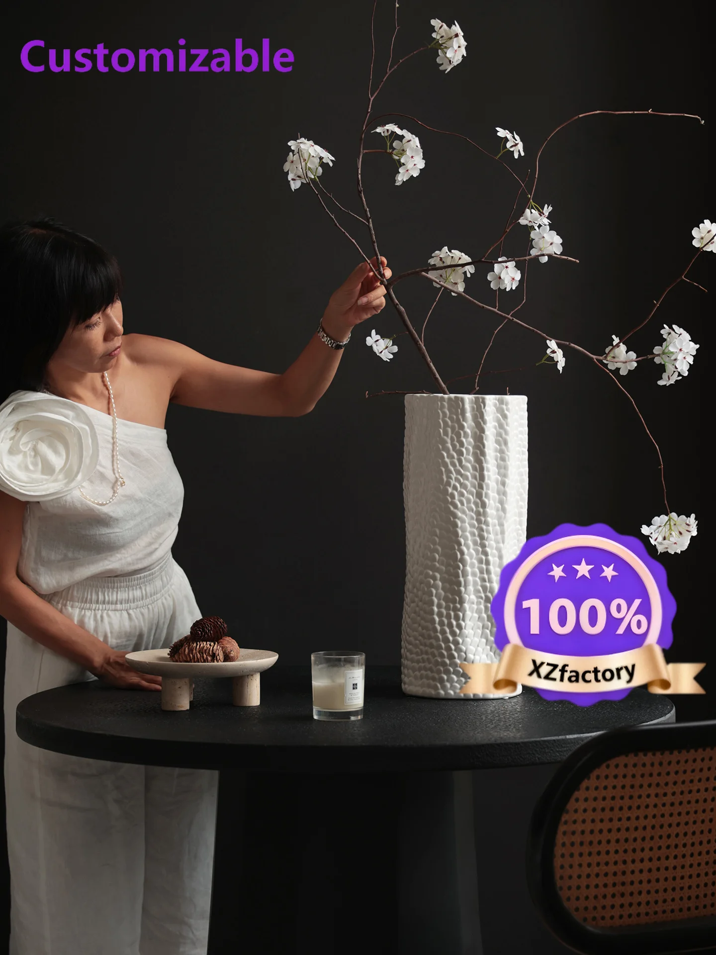 Factory Direct 2026 Top RatedModern minimalist high-end ceramic vase ornament living room dining room model room flower ware