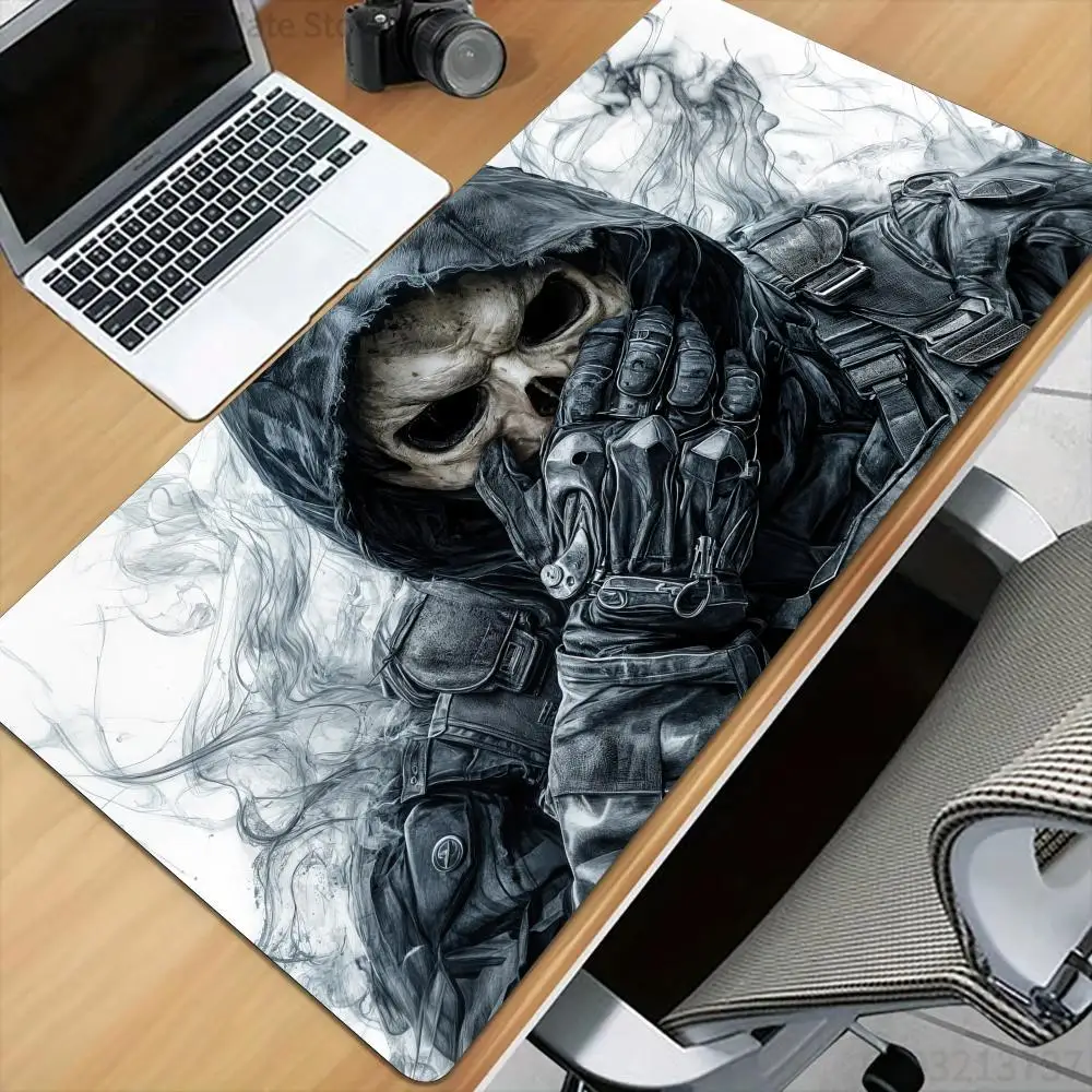 Tapis de souris avec illustration de dieu de la mort, tapis de bureau avec bord cousu, antidérapant, durable, pour souris d'ordinateur, tapis de jeu