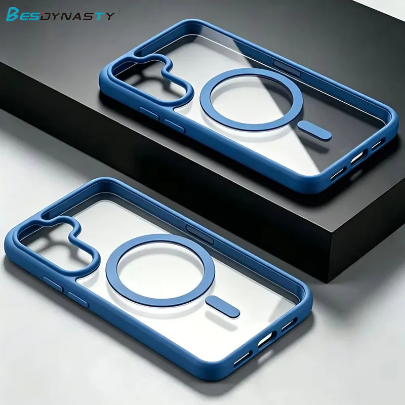 Clear Magnetic Phone Case For Samsung Galaxy A57 A56 A55 A54 A37 A36 A35 A26 A25 A17 A16 A07 S25FE S24FE S23FE S21FE Hard Cover