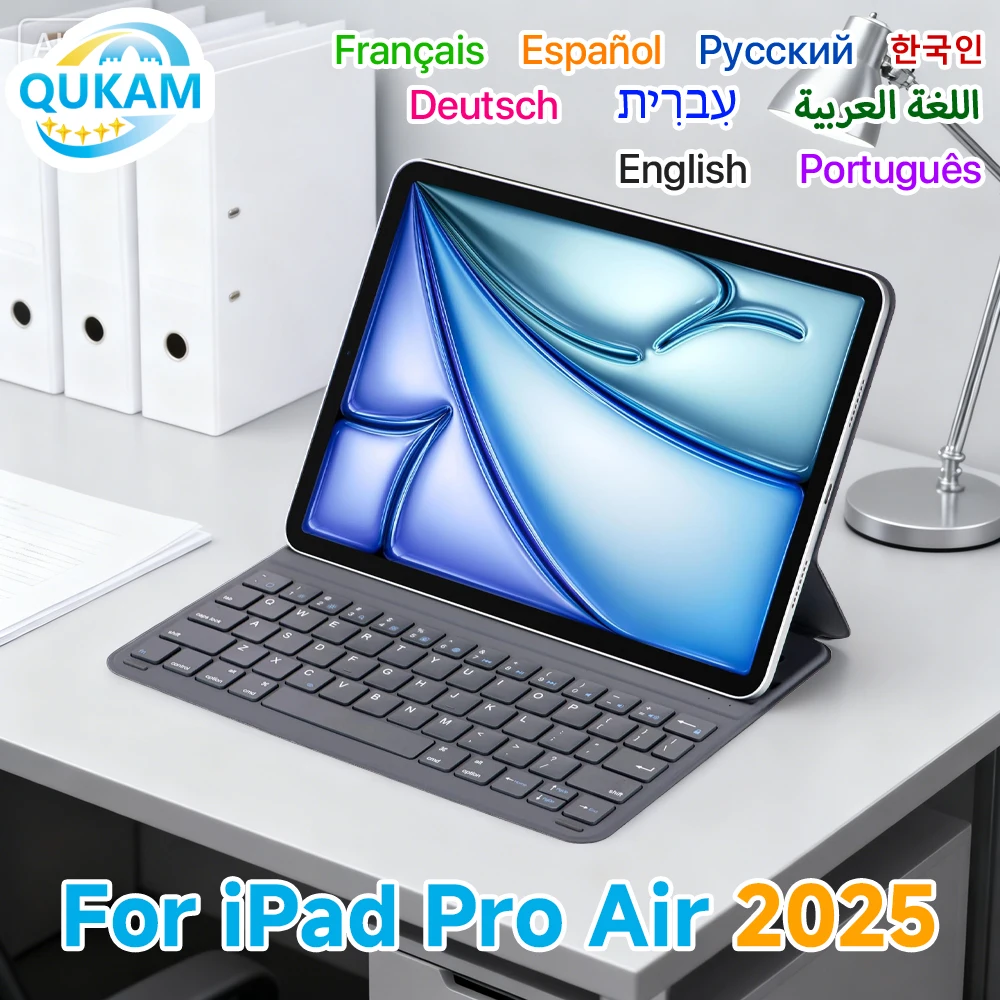 

QUKAM New iPad Case Magic Wireless Keyboard For iPad A16 Case Pro 11 13 M3 M4 Air 4 5 10.9in Pro 11 12.9 2018-2022 Tablet Stand