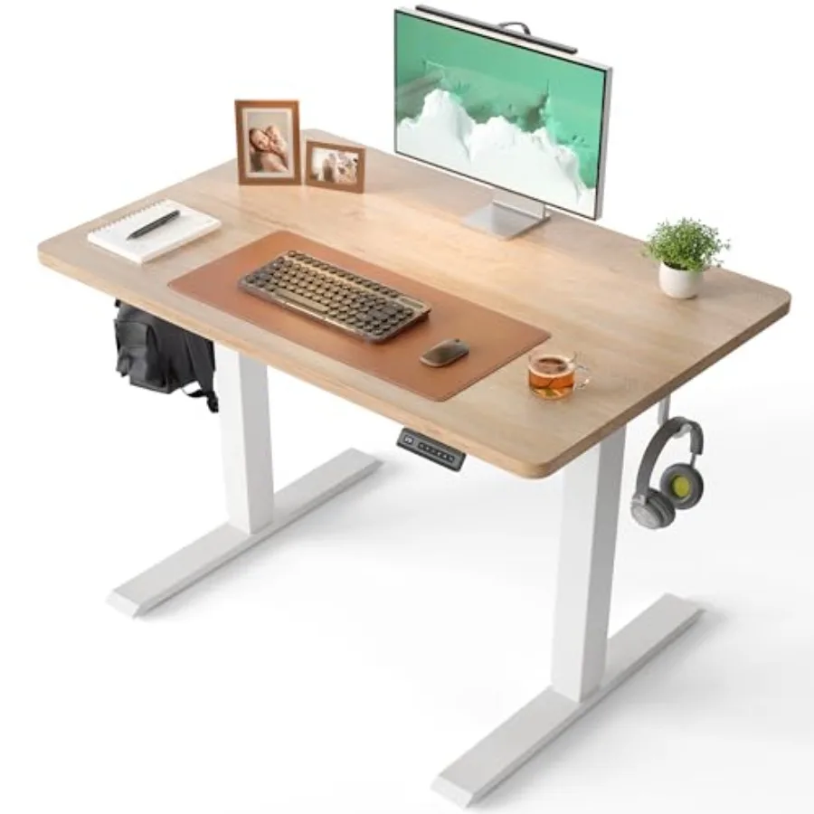 

32 x 20 Small One-Piece Standing Desk Adjustable Height Electric Computer Sit Stand up Home Office Workstation with 4 Memory Pr