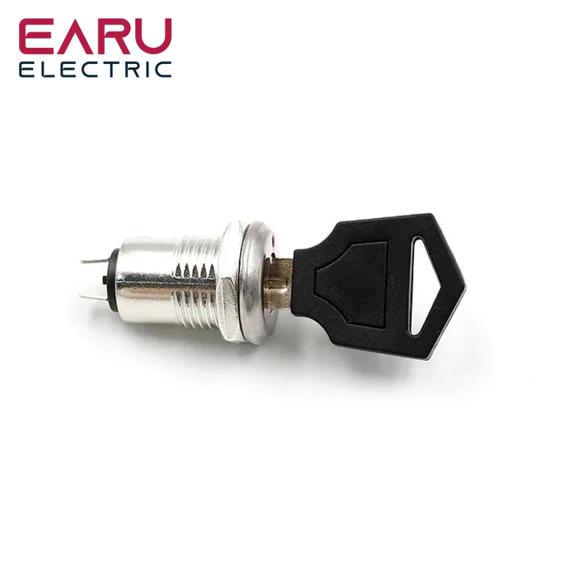12mm Zinc Alloy Electronic Key Switch ON OFF Lock Switch Phone Lock Security Power Switch Tubular Terminals+2 Keys 2 Position