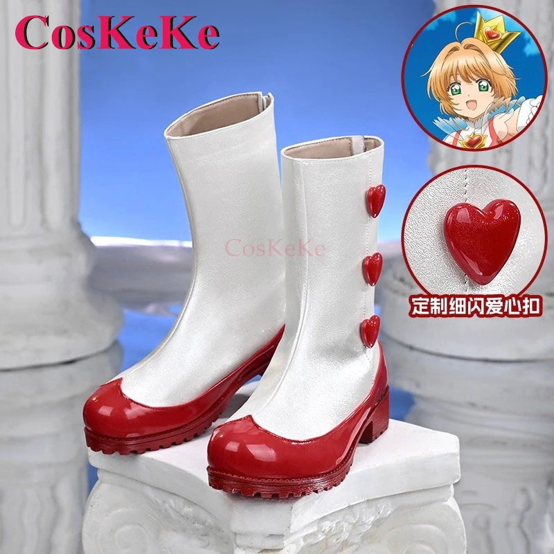 

CosKeKe Kinomoto Sakura Shoes Cosplay Cardcaptor Sakura Fashion Heart Of The Rose Combat Boots Activity Role Play Accessories