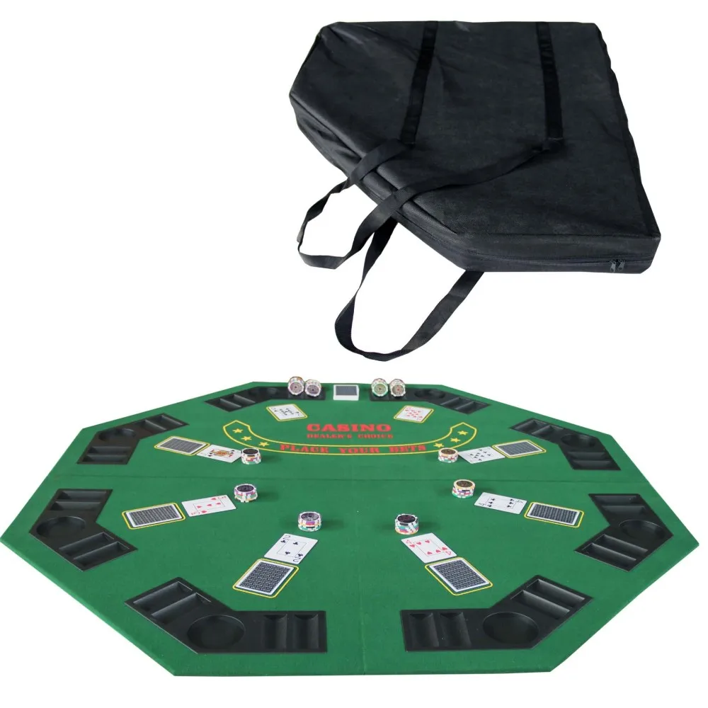 

INO Design 48-дюймовый складной настольный покер для 8-плееров Texas Holdem Octagon Casino Game Портативный коврик для макета Зеленый