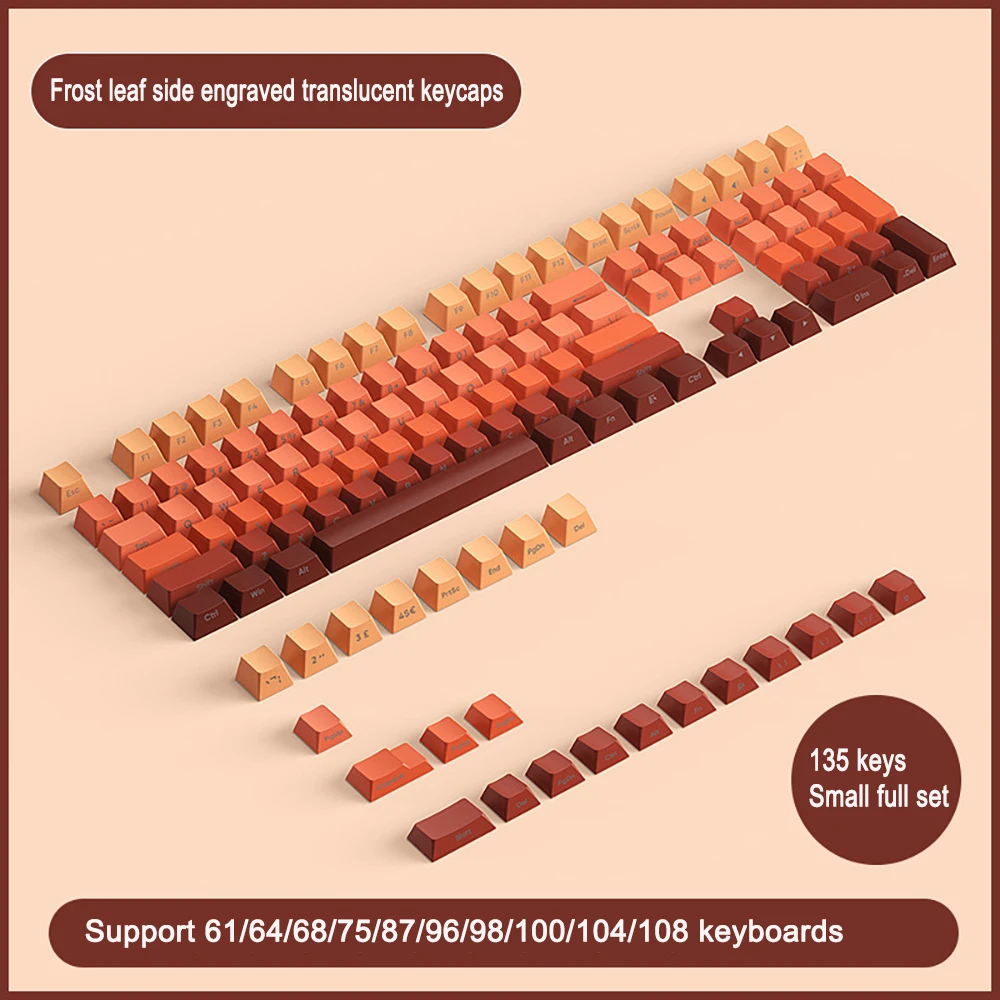 135 Keys Keycaps Gradient PBT Double Shot Keycap Side Print Shine Through Backlit Keycaps For Cherry Gamer Mechanical Keyboard