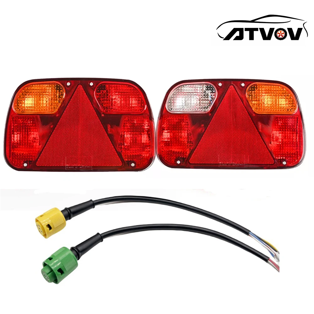 

ATVOV 2PCS Truck Tail Light Rear Stop Brake Fog Light Signal Lamp Wiring Harness 25cm 5 Core Cable For Trailer Caravan Lorry