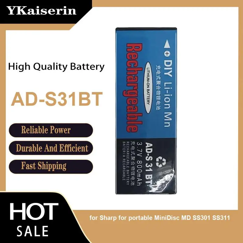 AD-S31BT Good Low-Temperature Performance Long Lasting For Sharp For Portable Minidisc MD SS301 SS311 MD Player Battery 800mAh