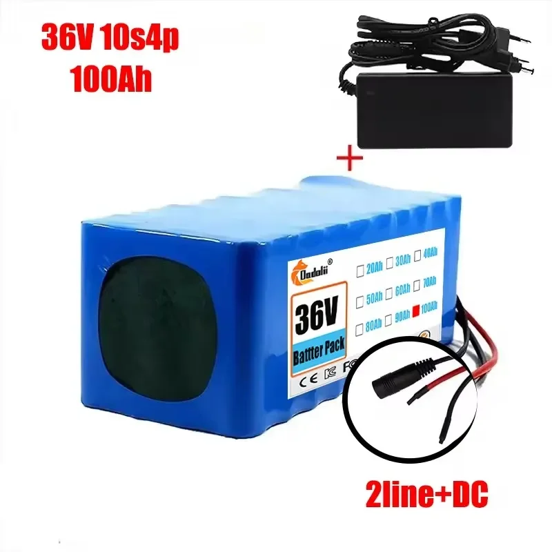 36V 10S4P 100Ah 18650 High-capacity Power 42V750W 1000W Lithium Battery Pack for Ebike Electric Car Bicycle Scooter Belt 30A BMS