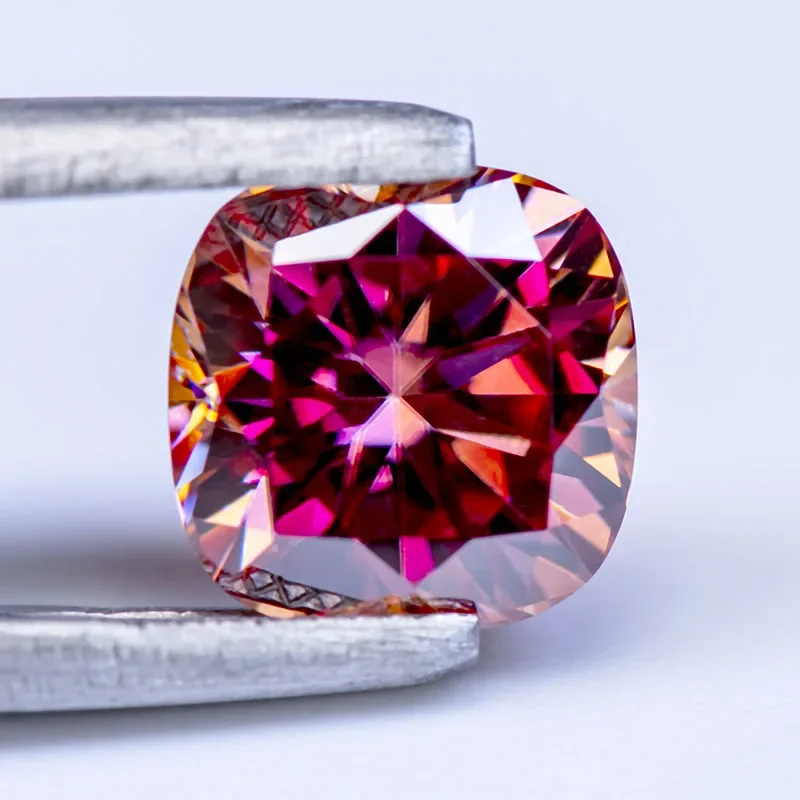 Moissanite Stone Watermelon Red Color Cushion Cut Gemstone Lab Grow Diamond For Charms Woman Jewelry Making With GRA Certificate