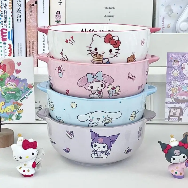 Милый мультфильм Sanrio Kuromi Моя мелодия Керамическая миска для риса Детская анимация Kawaii посуда миска подарок на день рождения оптом