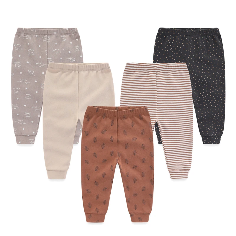 Kiddiezoom 5 pièces mignon mode bébé garçon fille pantalon 0-12 mois coton doux nouveau-né Leggings