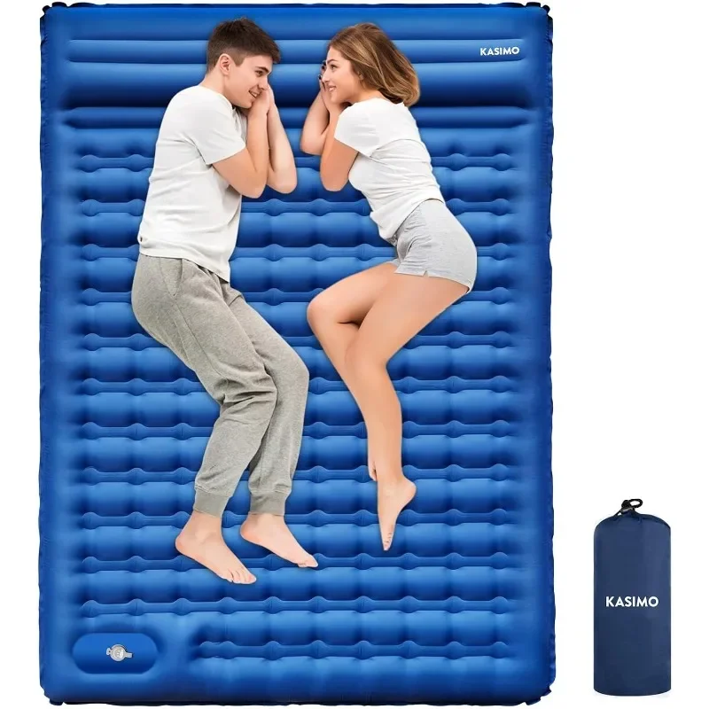 

Double Sleeping Pad for Camping with Pillow Built-in Foot Pump Inflatable Sleeping Mat Traveling Tent Portable Camping Mat