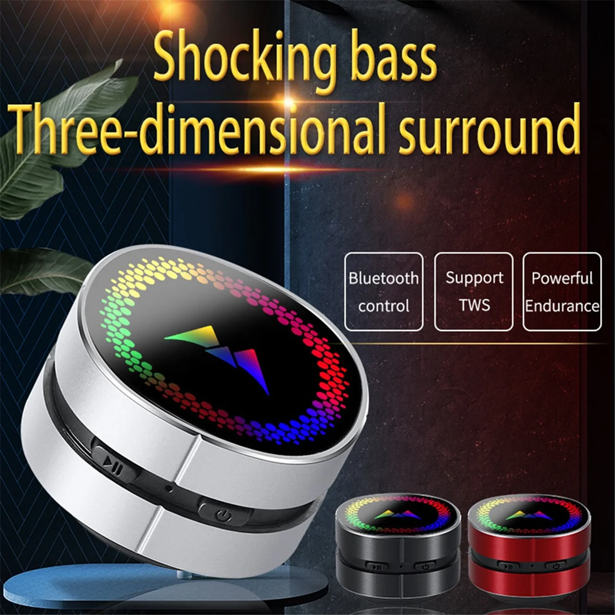 Bone Conduction Speaker TWS Wireless Mini Stereo Sound Portable LED Colorful Light Bone Conduction Speaker-Silver