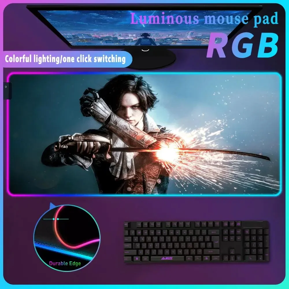 Hot L_lies of P_p Mouse Pad RGB Game Mousepad Durable Keyboard Mouse Mat Luminous Desk Mat Laptop Desk Pad Kawaii Cute Mice Pad