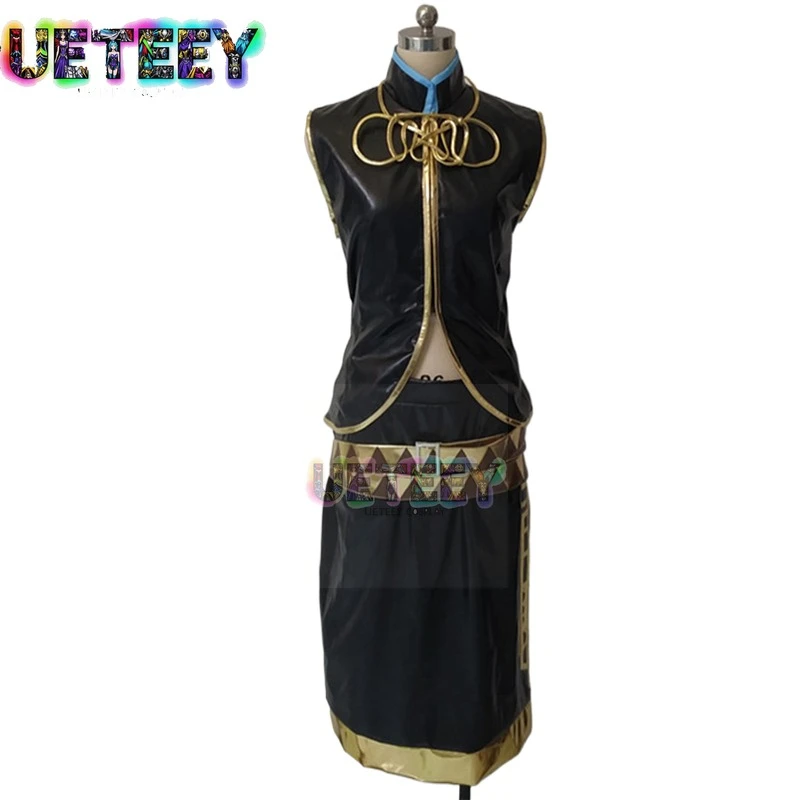 

UETEEY Anime Luka Cosplay PU Costume Custom Uniform Women Black Uniform Full Outfit Halloween