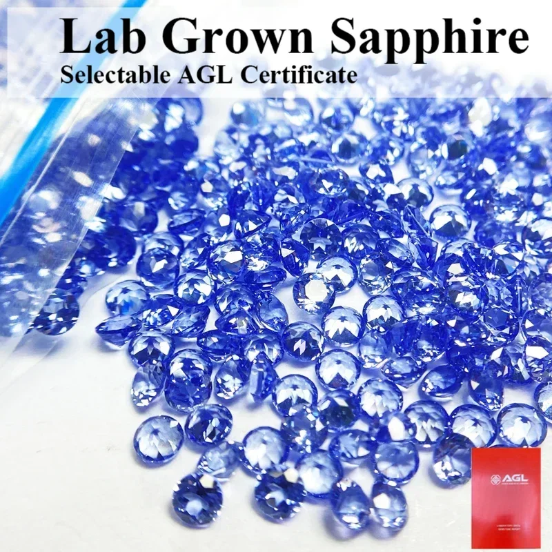 ALab Grown Sapphire Small Size Round Shape Royal Blue Color Gemstones for DIY Ring Necklace Earrings Making Extremely Shiny