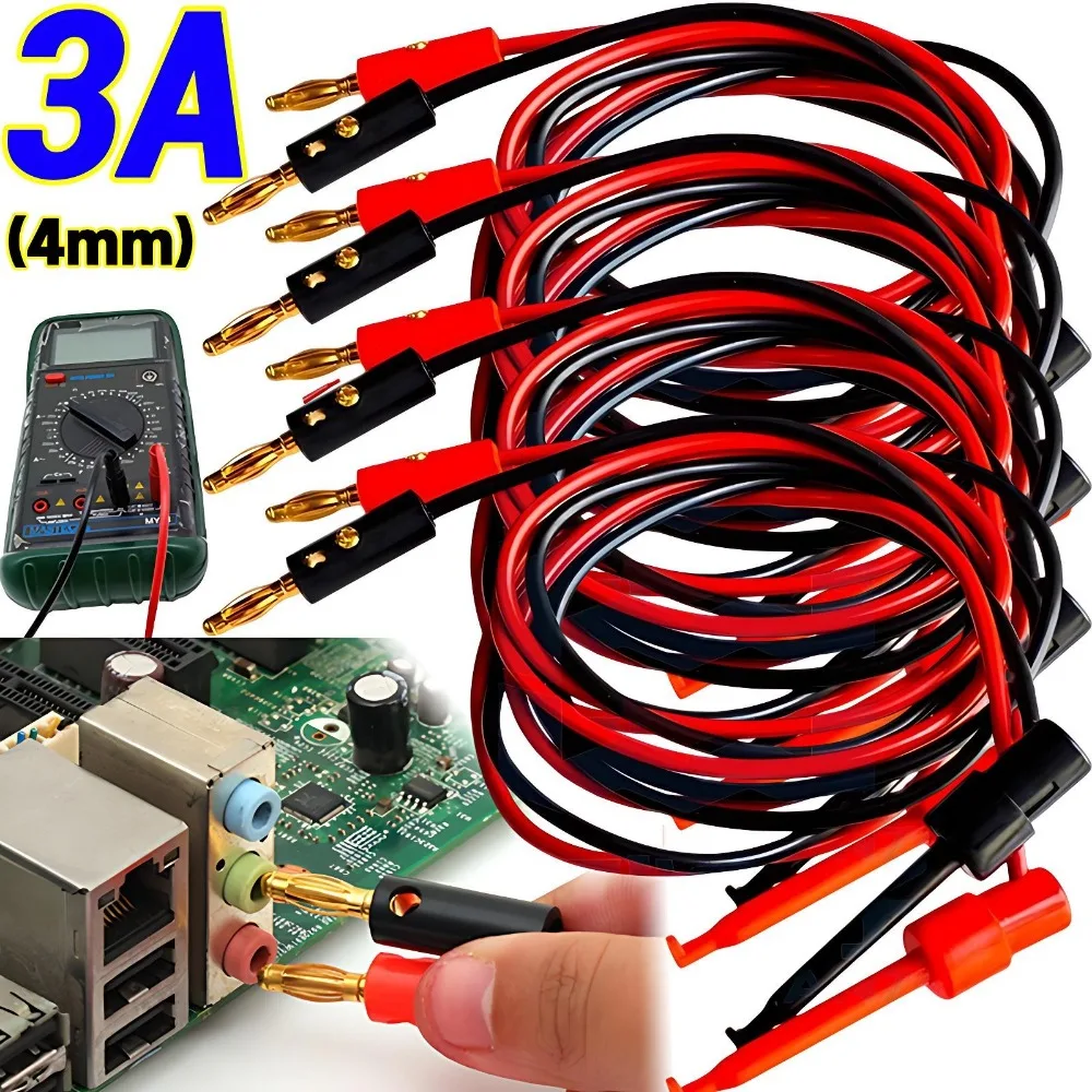 

6/2pcs Mall Test Hooks Clip To Banana Plugs 4mm Banana Plug Connector To Hook Clamp Adapter for Multimeter Test Leads Gold Plate