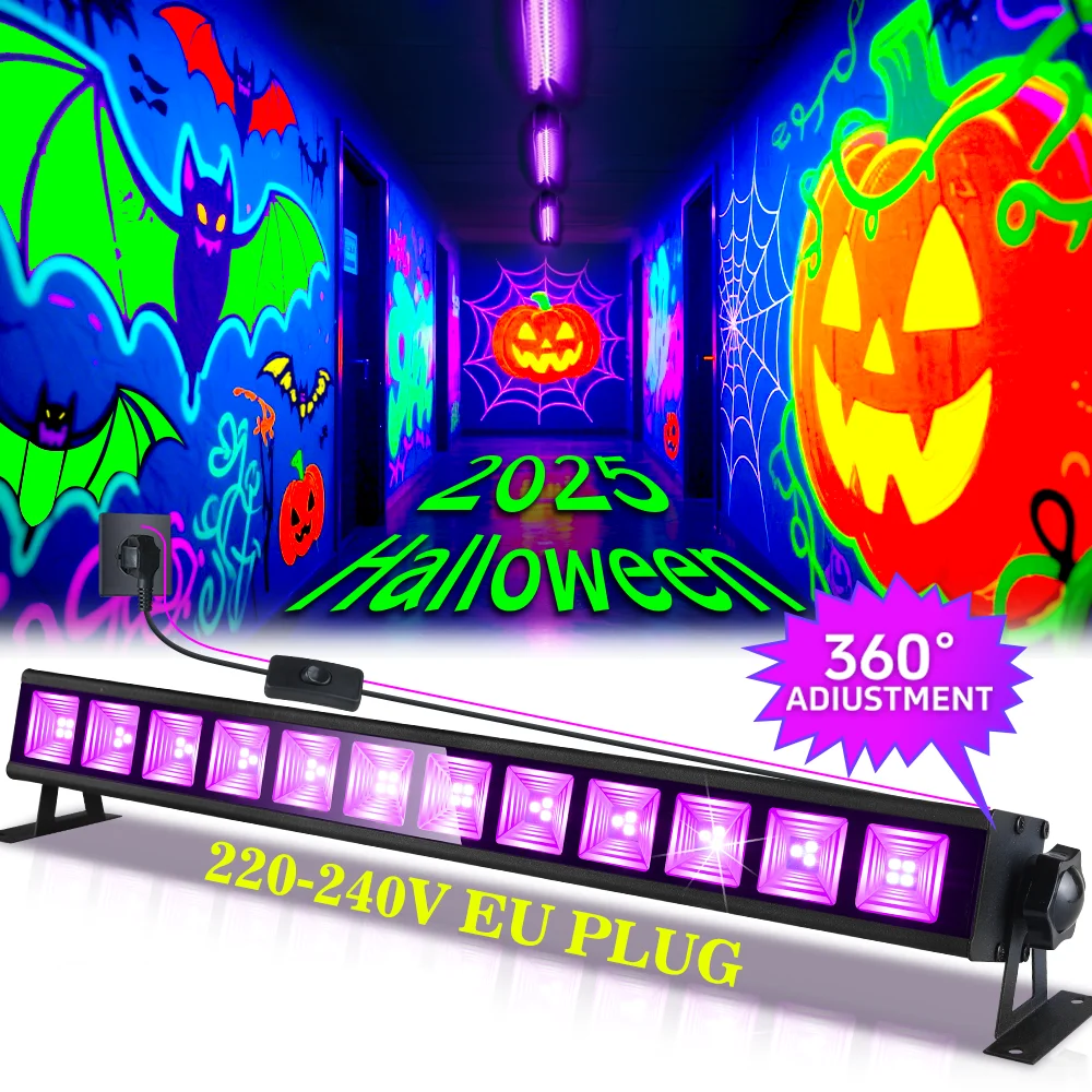 40LED UV Black Light 5.9ft Cord,Portable Wall Washer Light,Fluorescent Birthday Party HalloweenBedroomChristmasWeddingStageLight