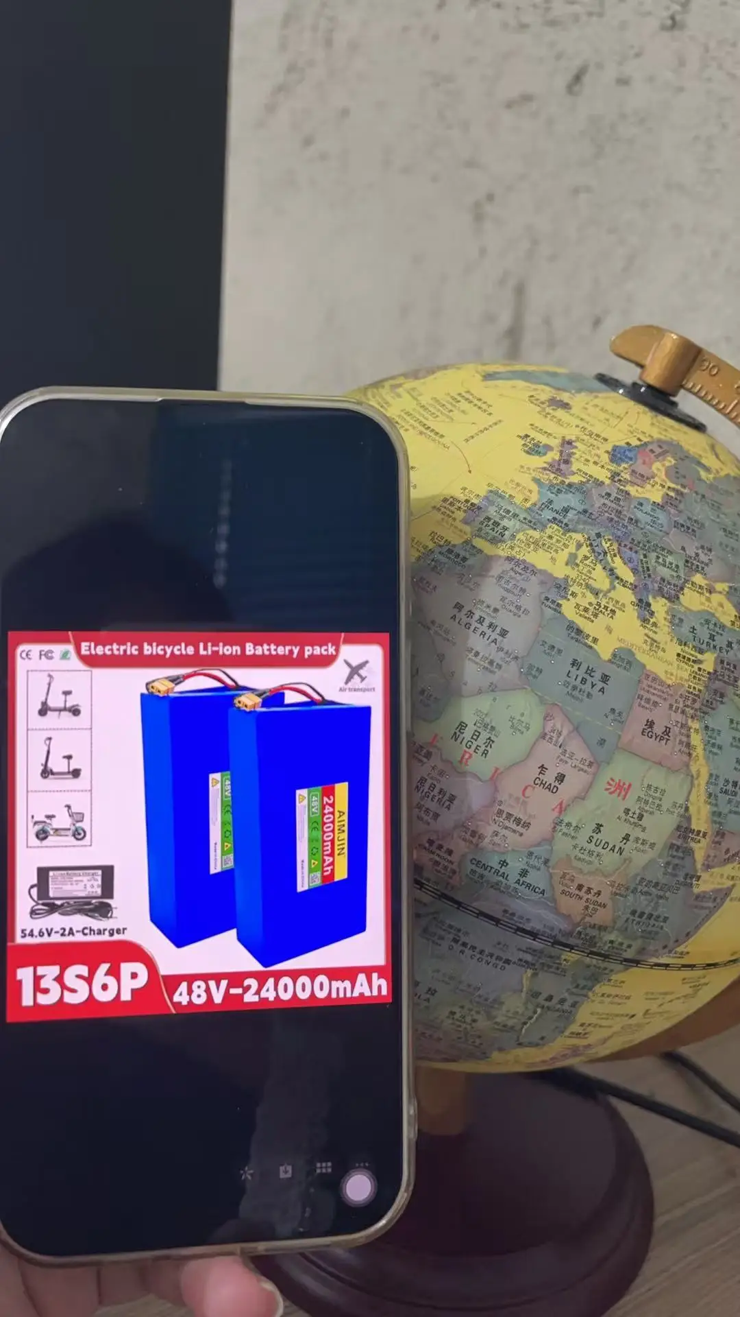 

18650 48V 24Ah 13S6P 2000W Panasonic li-ion battery pack, suitable for 54.6V bicycles+optional built-in BMS plug+54.6V Charger