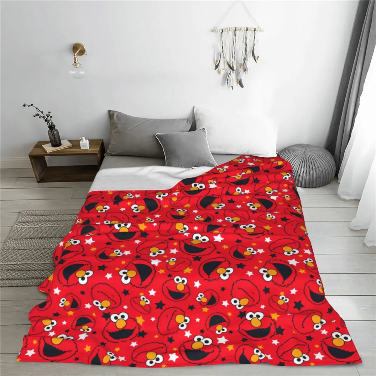 Elmo Cookies Monsters Cartoon Blanket Flannel Summer Portable Lightweight Throw Blankets for Home Travel Bedspread