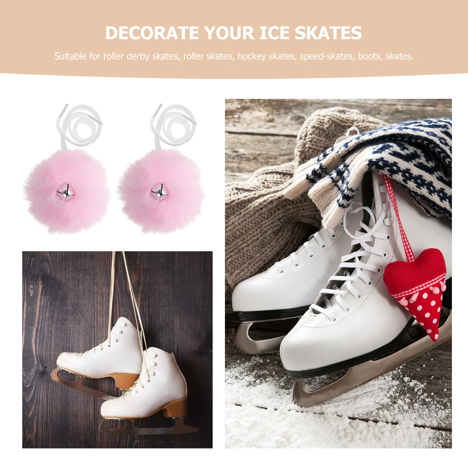 

4 пары декоративных помпонов для шнурков роликовых коньков, аксессуары для роликов, шнурки с шариками для коньков