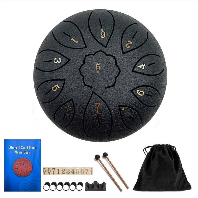 

6-Inch Steel Tongue Drum 11 Notes Handpan Drum C Key Drum Mallet Finger Picks Percussion Musical Instruments for Meditation Yoga