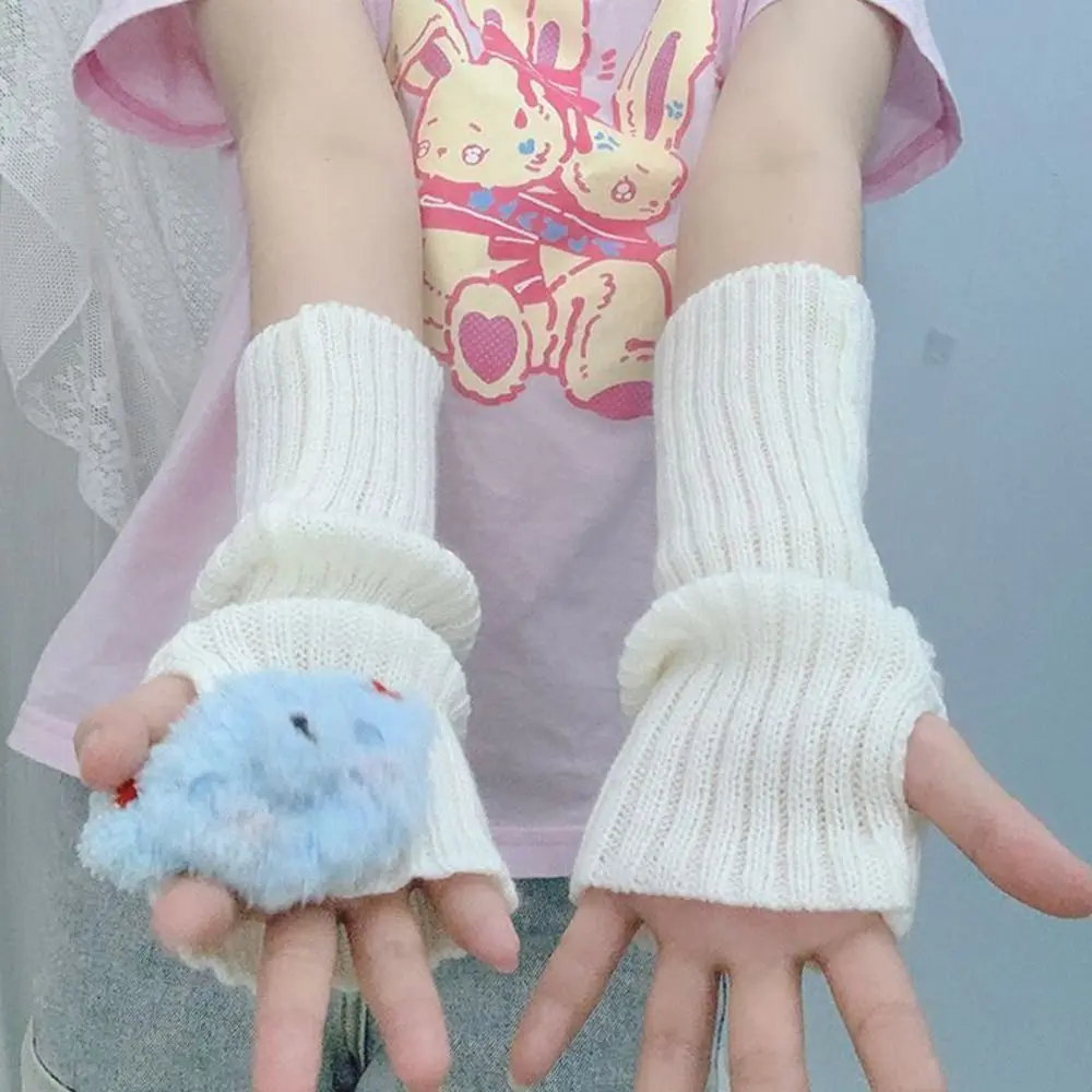 New Long Arm Warmer Gloves Knitted Cold Proof Warm Arm Sleeve Fingerless Gloves Women