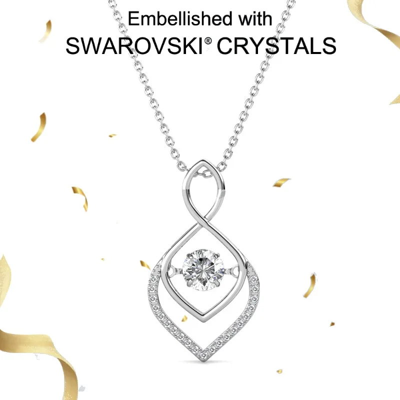 

Daisini 925 Sterling Silver Flexible Swarovski Crystals Pendant Necklace for Women18k White Gold Plated Wedding Fine Jewelry