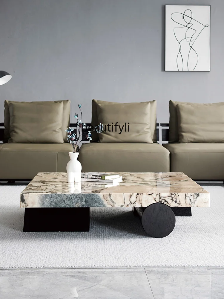 Italian Minimalist Marble Square Tea Table Combination Modern Light Luxury