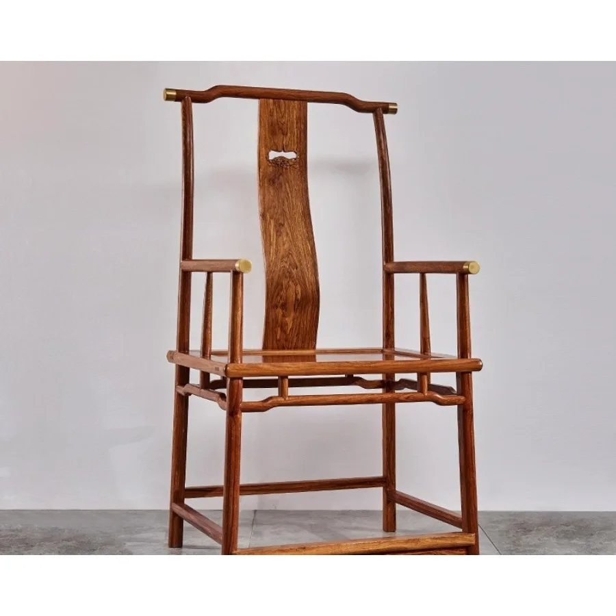 Hedgehog red sandalwood four early official hat chair new Chinese reading chair tea chair