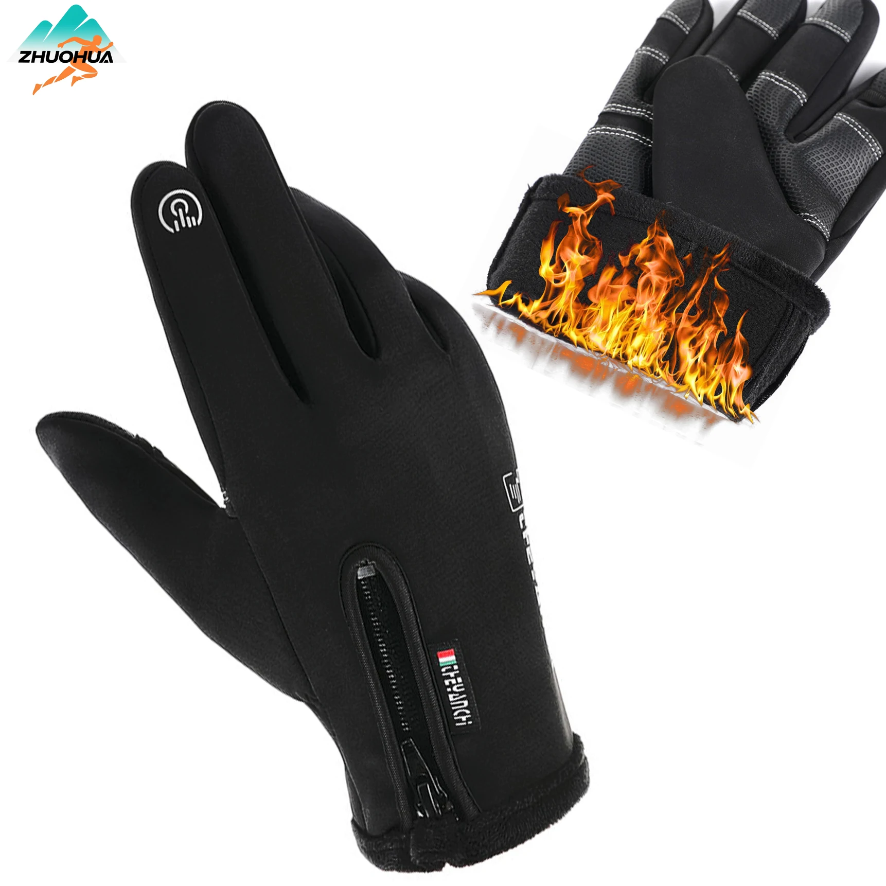 

ZHUOHUA1 Pair Winter Cycling Gloves for Outdoor Sport,Thick Flee Warm Glove for Men&Women-Touch Screen to Hunting-Driving-Skiing