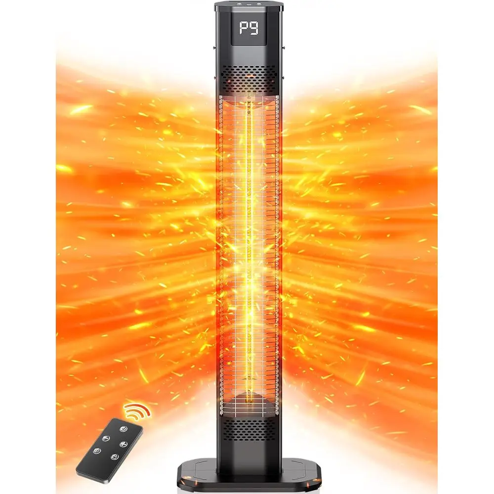 

42-Inch 1500W Outdoor Infrared Heater with Remote Control, 9 Adjustable Heat Settings, 24-Hour Timer, Quick Heating, IPX5 Waterp