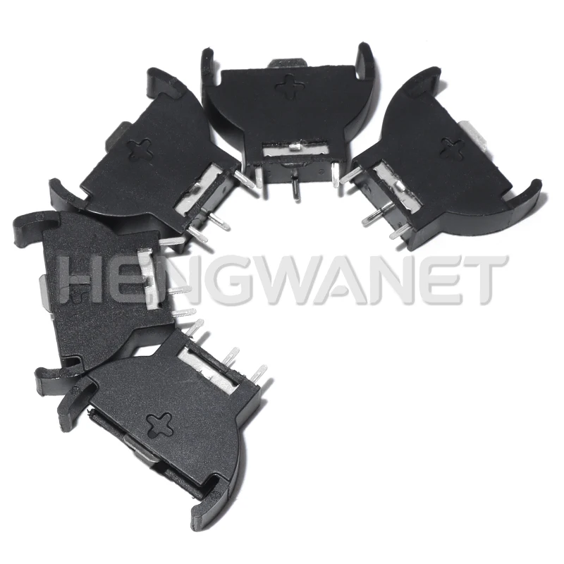 5PCS Black Plastic CR2032 2032 3V Half-Round Cell Coin Battery Socket Holder Case Module Battery Boxes Vertical Inline 3 Pins