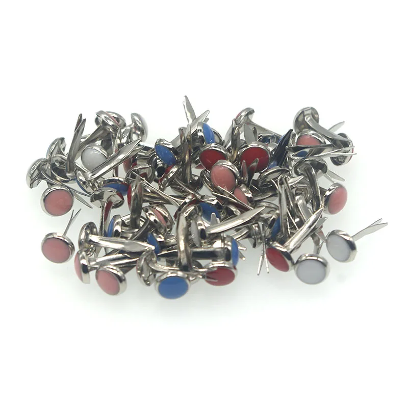 50PCs/Bag 14x6.5mm Enamel Drip Round Metal Brads Scrapbooking Embellishment Fastener DiyBrad Crafts For shoes Decoration BR1516