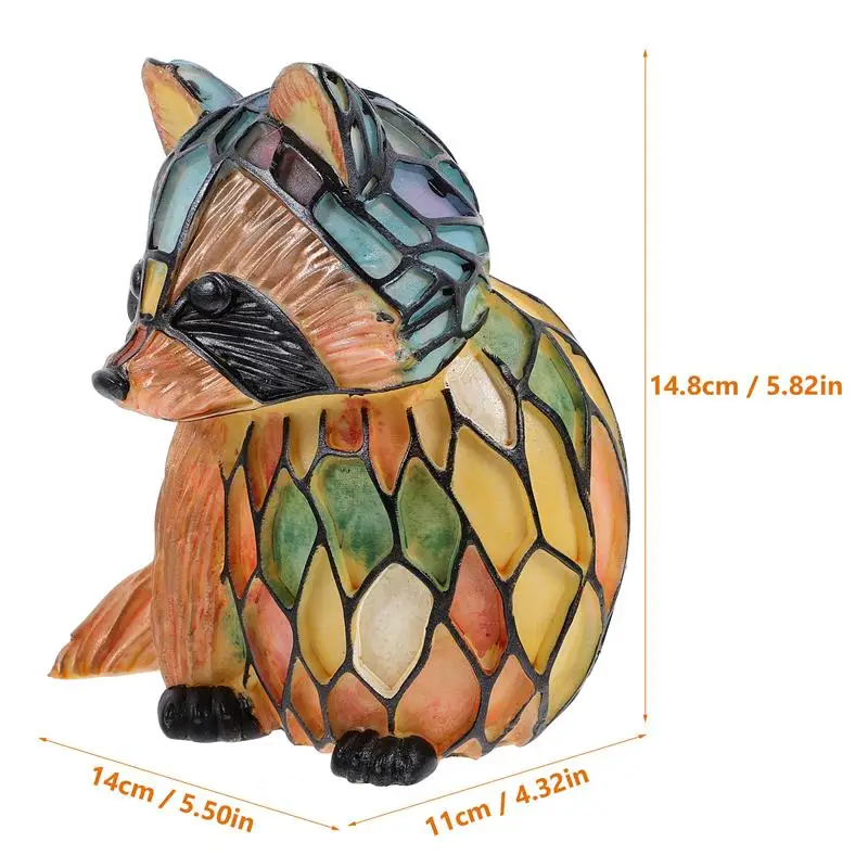 Manchado decorativo animal abajur, guaxinim em forma de abajur para mesa, casa e quarto decorações