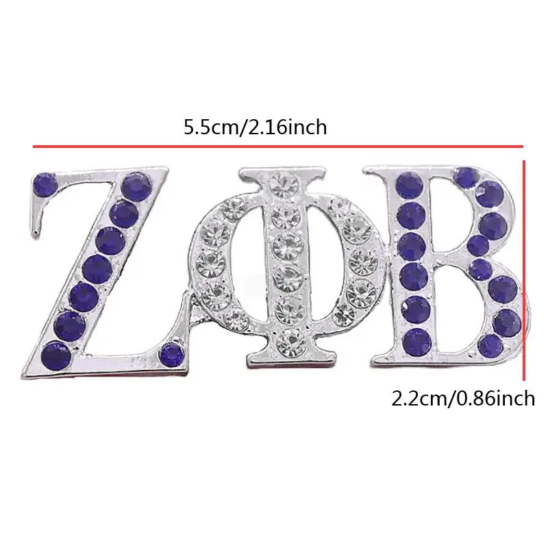 Double Nose Drop Ship New Design Metal Crystal Rhinestone Greek Sorority ZOB Zeta Phi Beta Brooches Group Souvenir Gift Custom