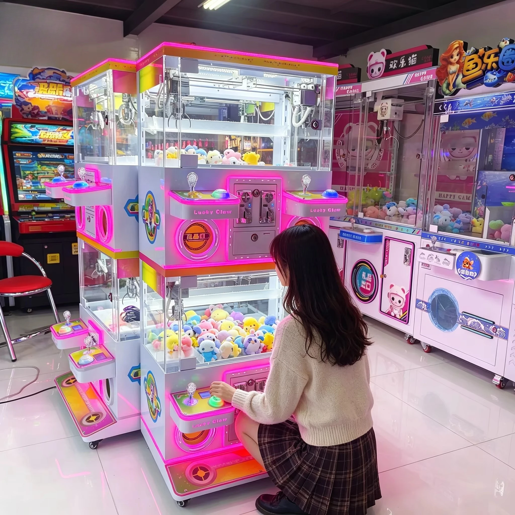 Arcade Prize Vending Machine - ตู้คีบตุ๊กตา 4 ช่อง สำหรับบาร์และคลับ เครื่องเล่นเกมหยอดเหรียญแบบอาร์เคด สำหรับเกมส์หรูหรา
