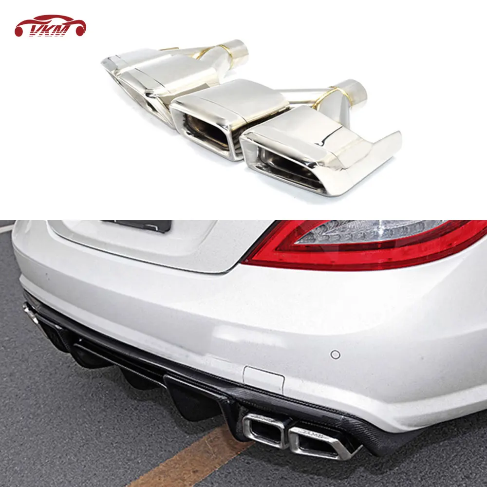 

Stainless Steel Rear Bumper Exhaust Tips Muffler for Benz W212 W205 W204 CLS Class W218 Four Outlet Pipe Tps Auto Car Decoration