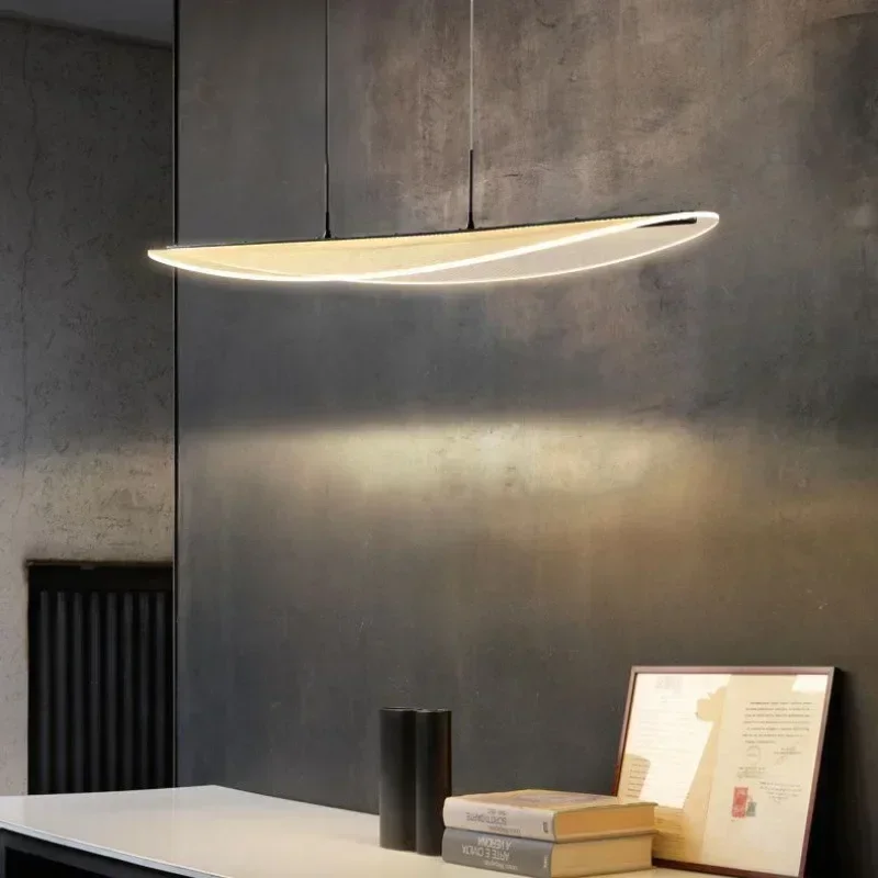 Modern Long Curve LED Pendant Light Tea Room Dining Table Office Desk Pendant Light Nordic Home Decoration Lighting Fixture