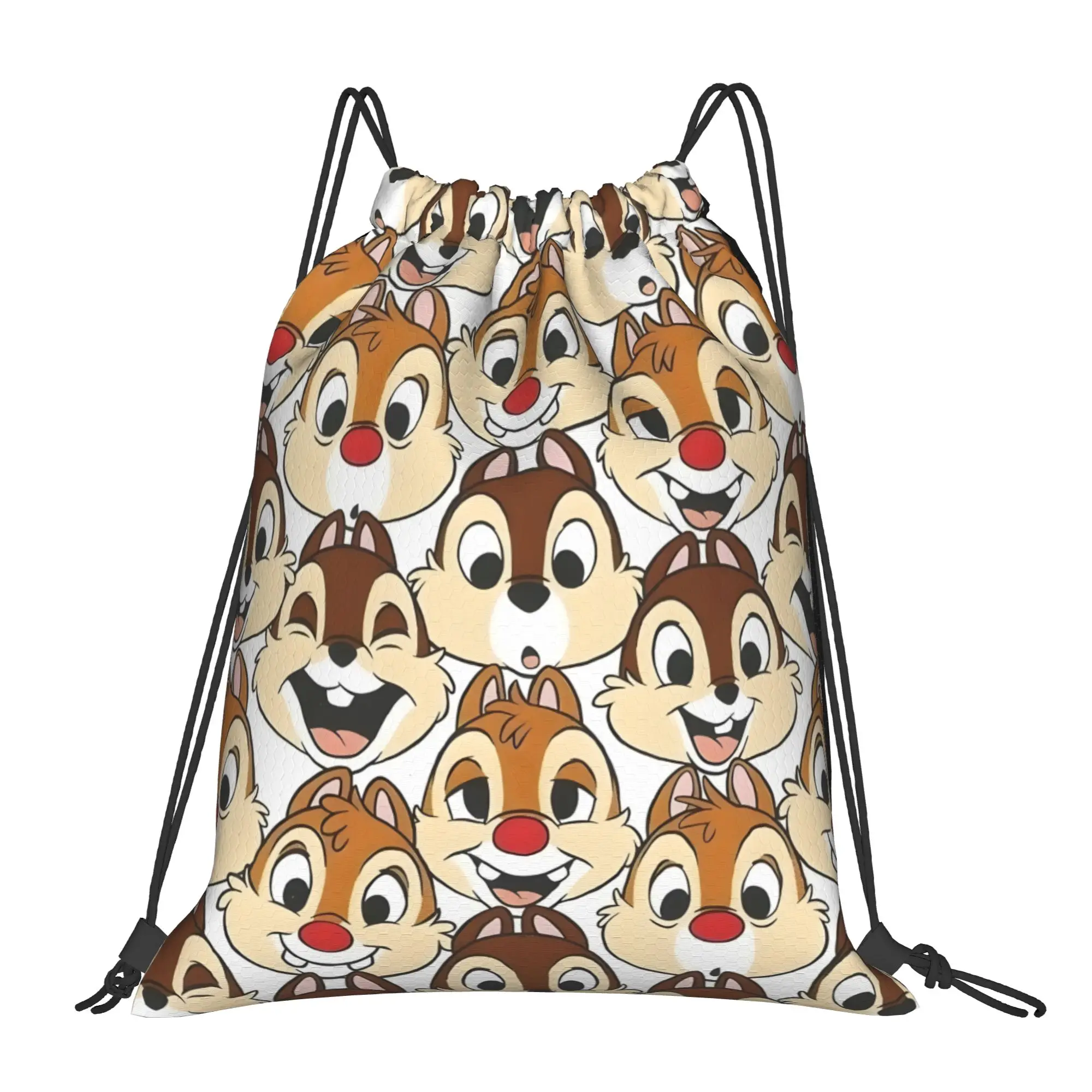 

1 шт. Милая сумка-рюкзак с принтом Чип и Дейл, на завязках, для мужчин и женщин, для хранения вещей, дорожная сумка для подростков