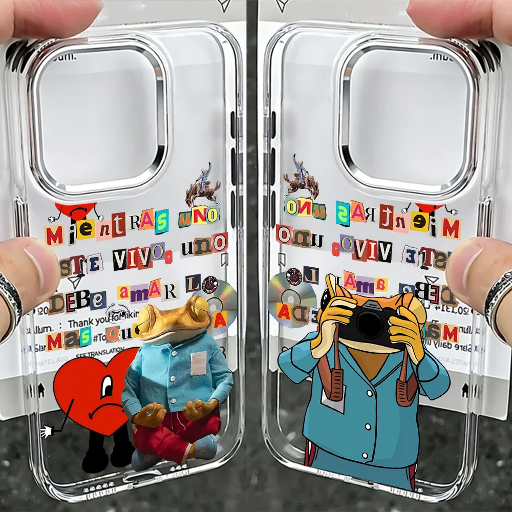 Hot B-Bad Bunnys Art Phone Case For IPhone 17e 17 16e 16 15 14 13 12 11 Pro Max X XR XSMAX 8 7 Air Plus Transparent Soft Cover
