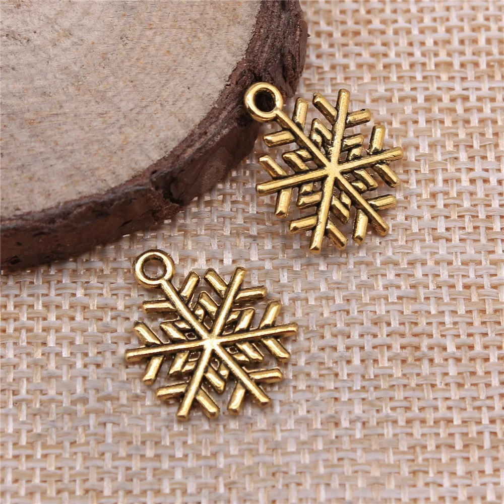 WYSIWYG 20pcs 19x15mm 3 Colors Antique Gold Color Antique Silver Color Antique Bronze Christmas Snowflake Charms