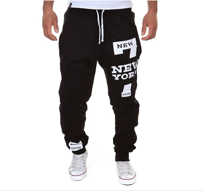 Pantalones de chándal con estampado de letras para hombre, jogging informal con cordón, ropa de calle K202, número 7, Otoño e Invierno