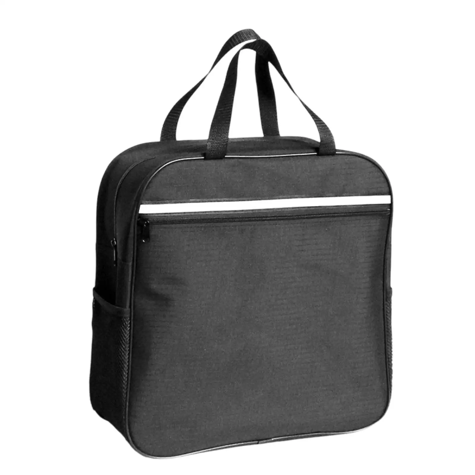 Black Pouch Bag Large Capacity Side Organizer with Mesh Pockets for Medical Appointments and Shopping Trips